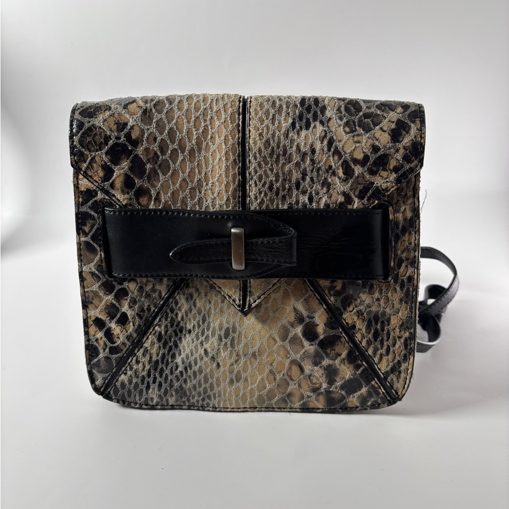 Pour La Victoire Snakeskin Bag with Black Trim